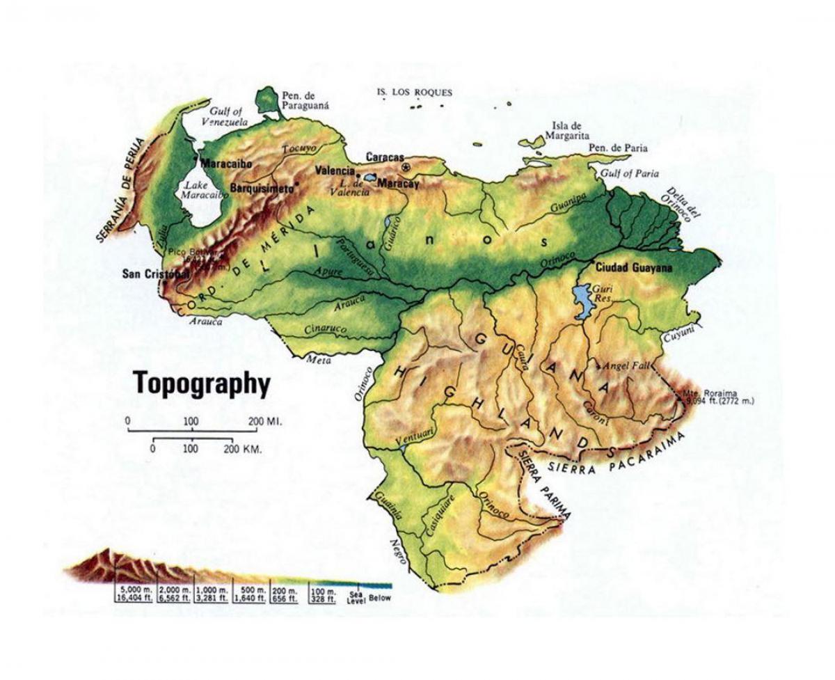 نقشه توپوگرافی ونزوئلا
