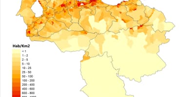 ونزوئلا تراکم جمعیت نقشه